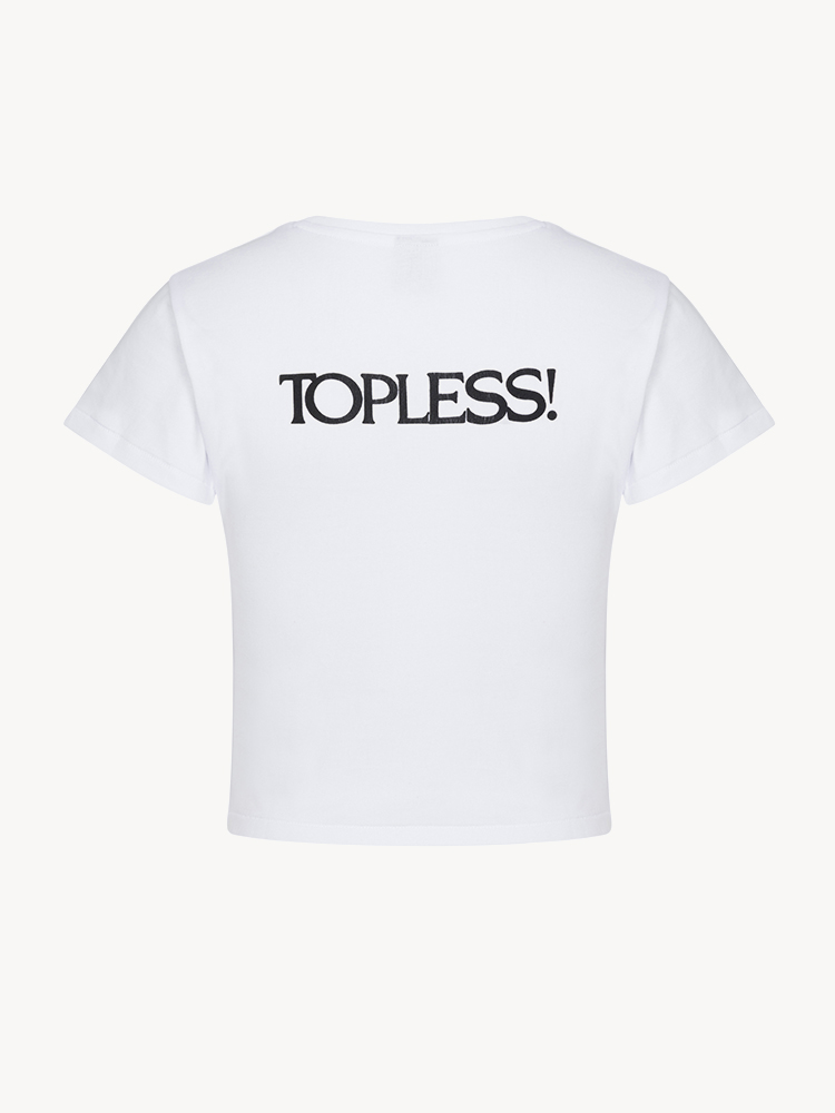Topless! Baby Tee - White 9 Topless! Baby Tee - White